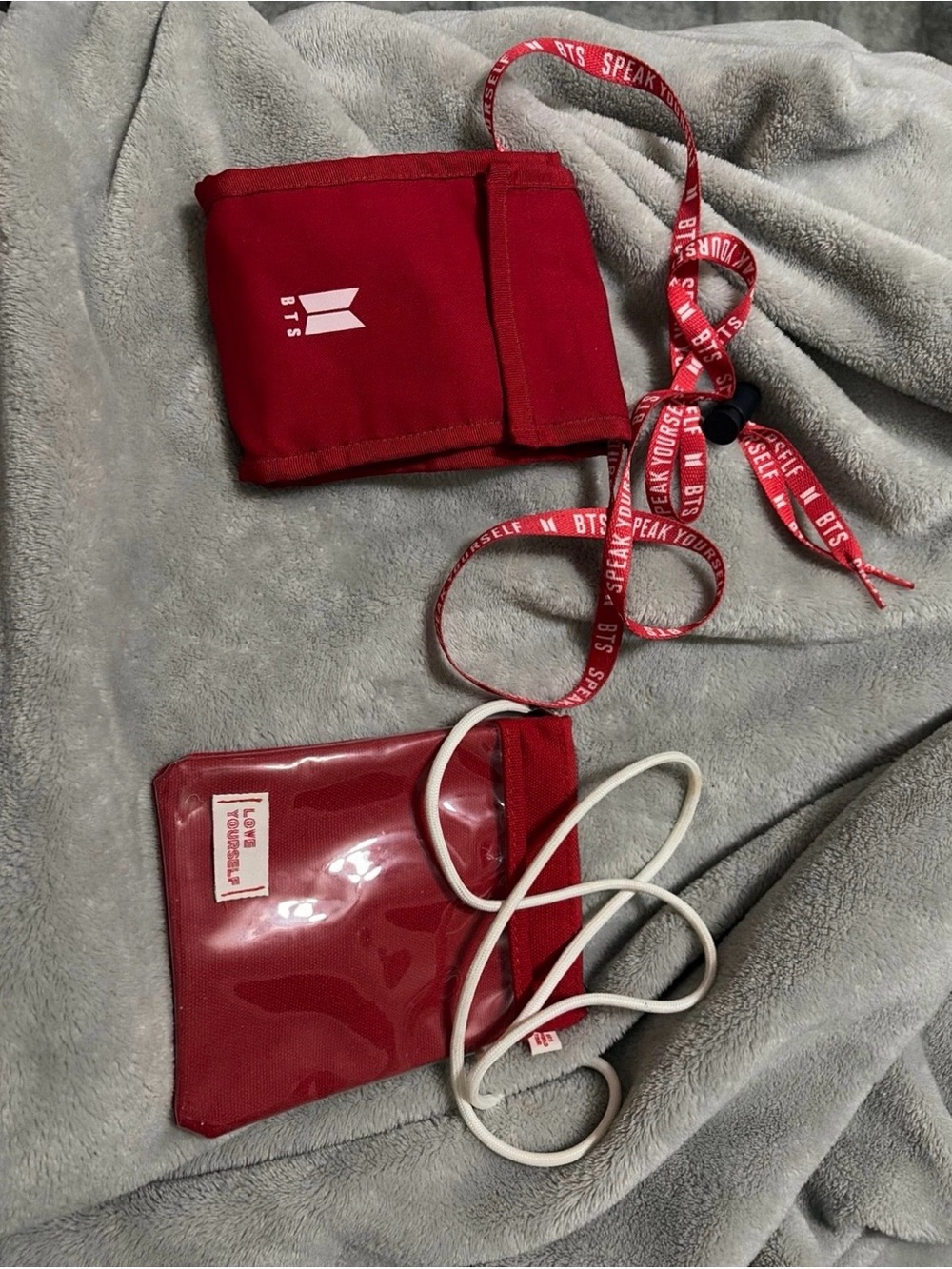 BTS Red Lanyard Wallet Set
